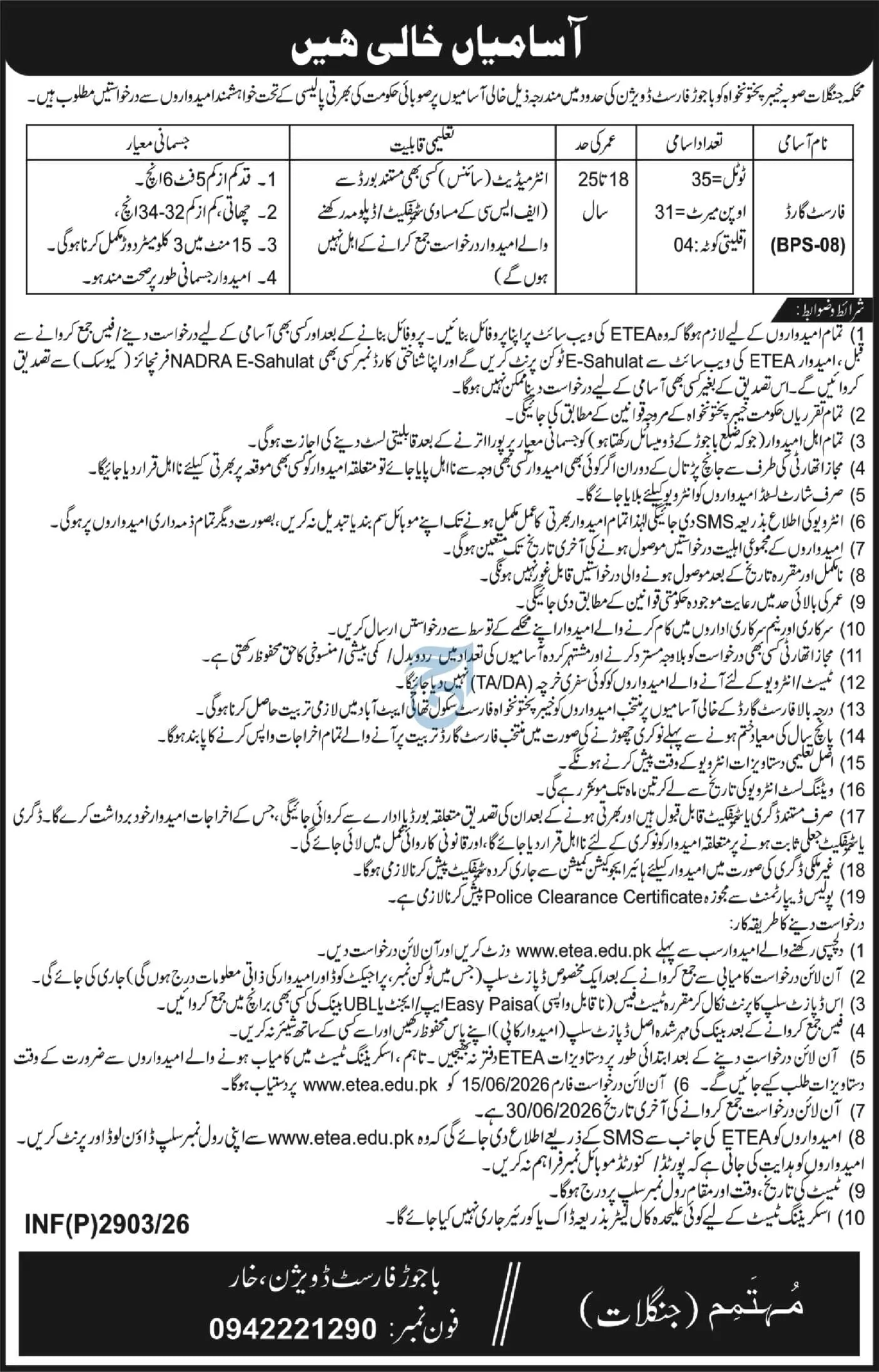 Forest Guard Jobs 2026 in KPK