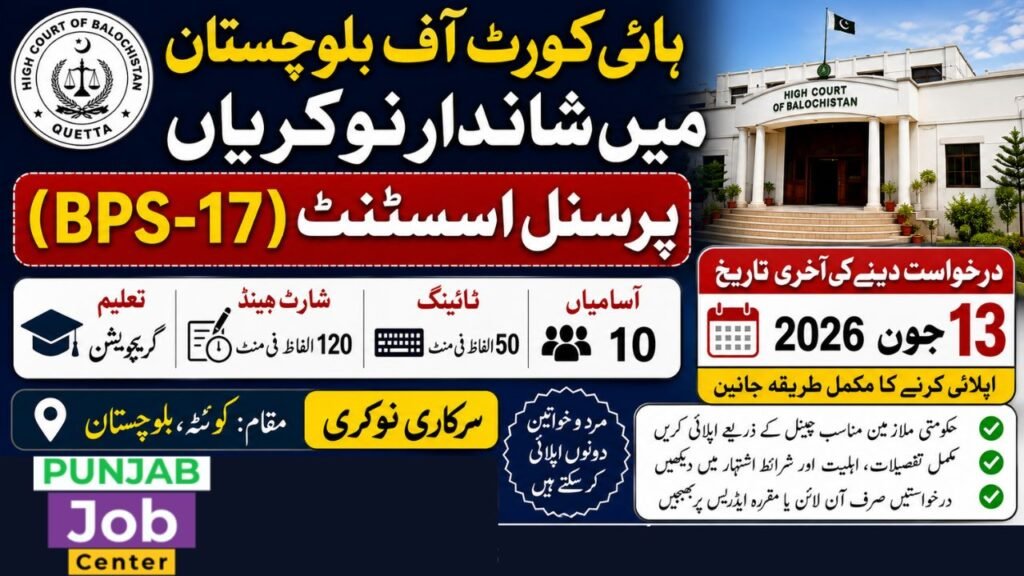 High Court of Balochistan Jobs 2026
