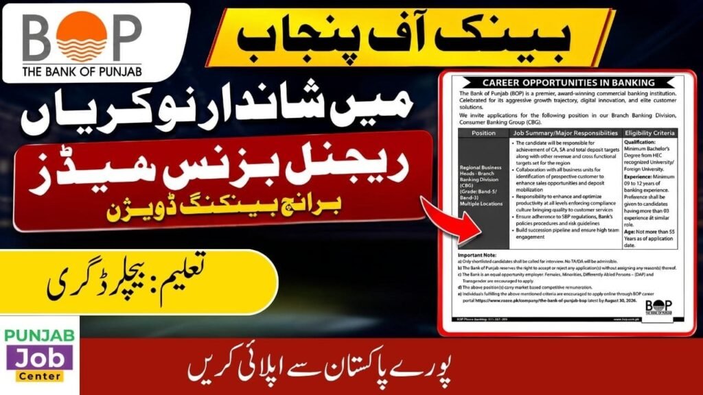 Bank of Punjab Jobs 2026