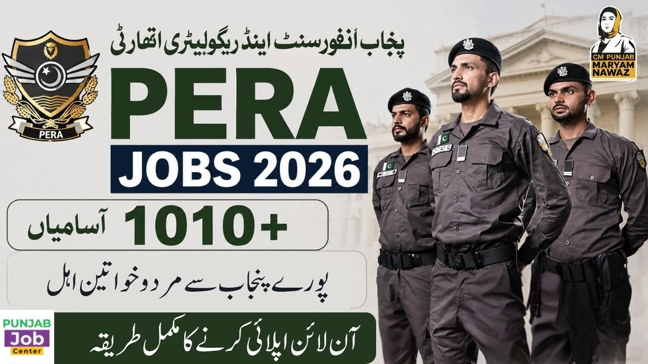 Punjab Enforcement and Regulatory Authority PERA Jobs 2026