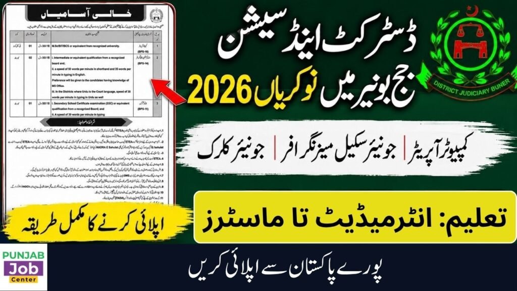 District and Sessions Judge Buner Jobs 2026