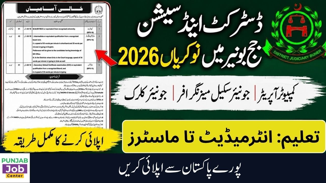 District and Sessions Judge Buner Jobs 2026
