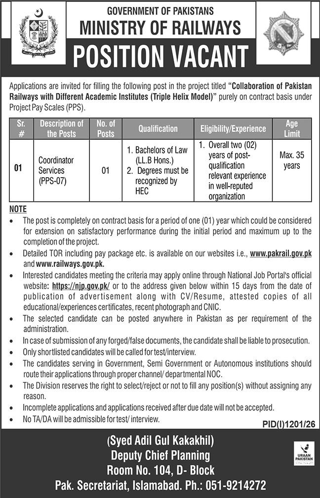 Ministry of Railways Jobs 2026
