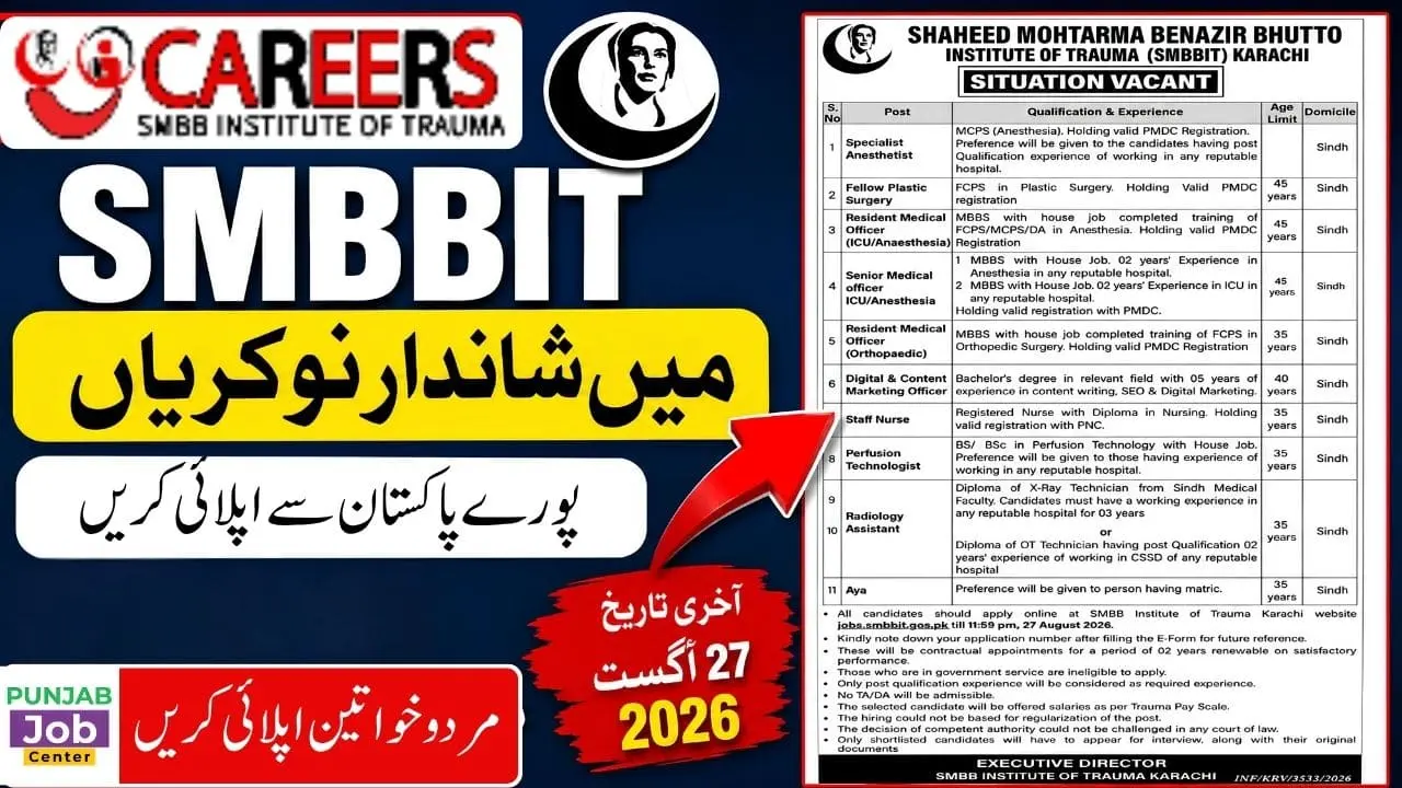 SMBBIT Karachi Jobs 2026